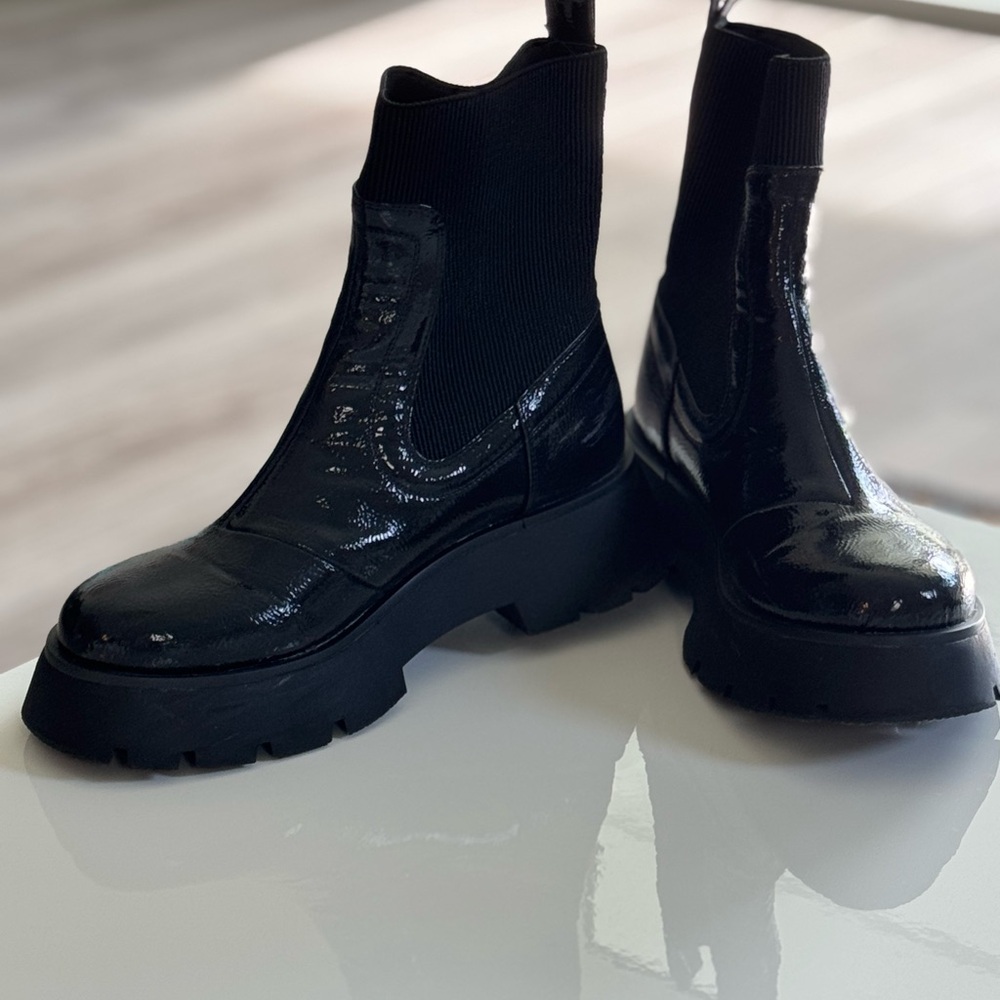 Circus by Sam Edelman Shiny Black Ankle Booties